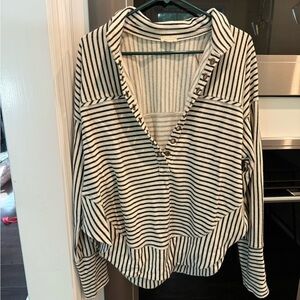 Pilcro Black and White Striped Shirt
